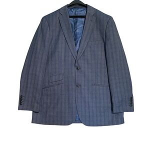 Alberto Cardinali Blazer Mens 44R Glen Plaid Blue Slim Fit Two Button Sport Coat